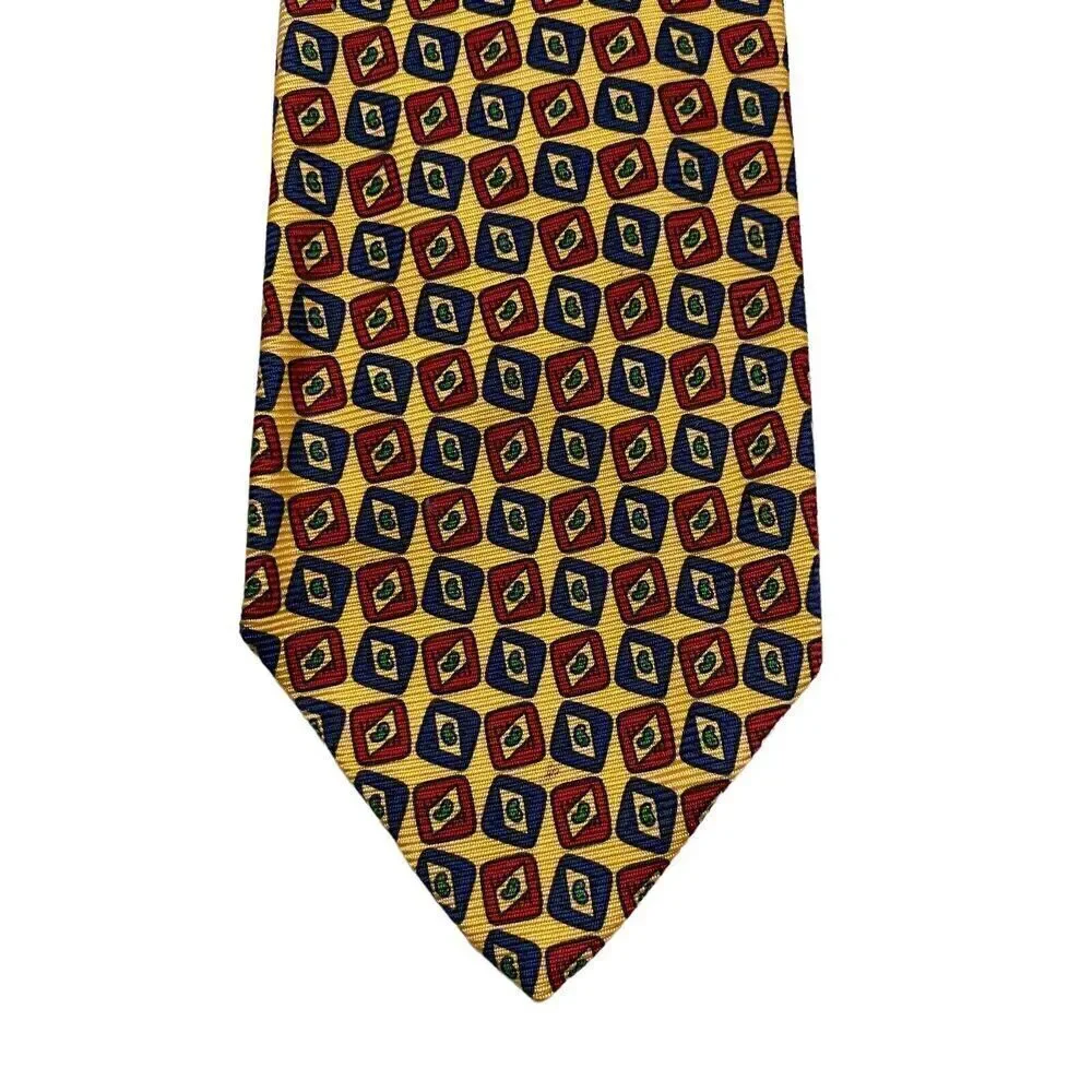 Vintage Polo Ralph Lauren Necktie Mens Tie Silk Yellow Preppy Office